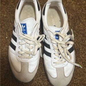 Adidas Men's White and Black Suede Sneakers